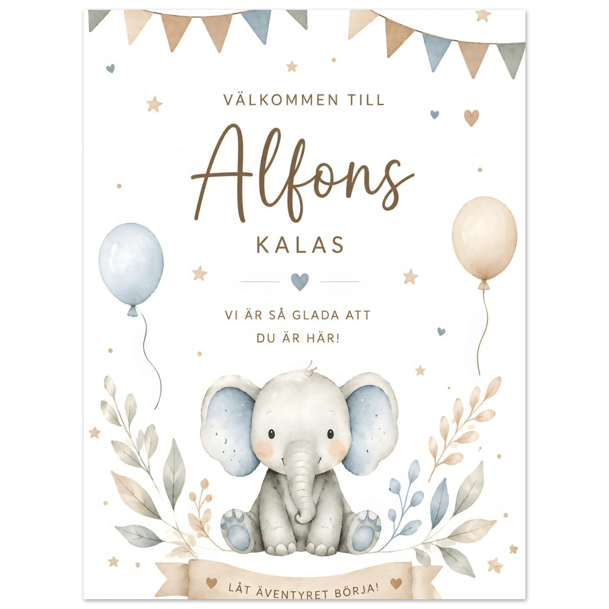 Personlig välkomstskylt till kalas, dop & babyshower på PVC-skiva poster
