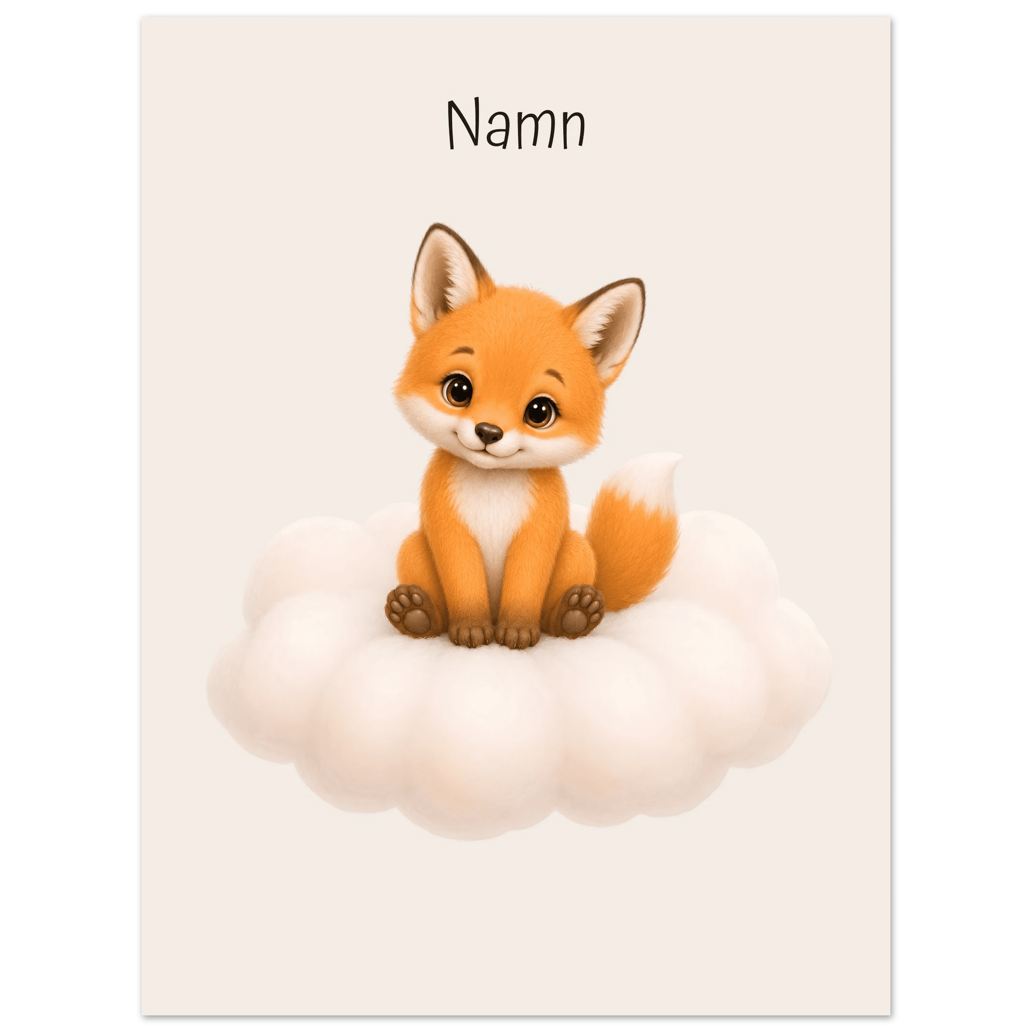 Räv på moln med namn poster