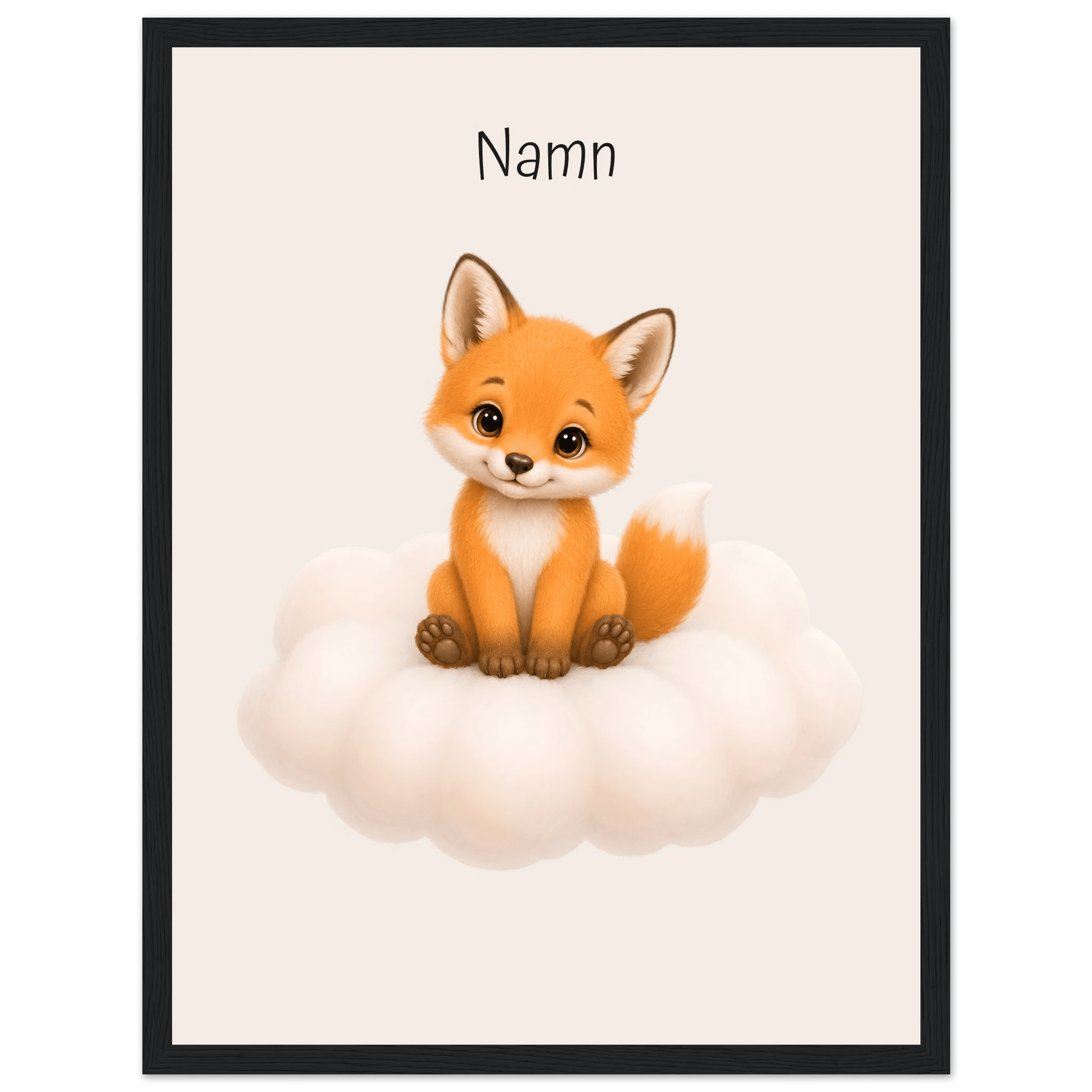 Räv på moln med namn poster