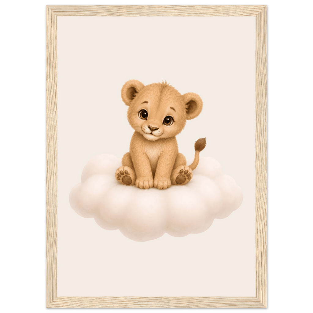 Söt lejonunge på moln poster poster