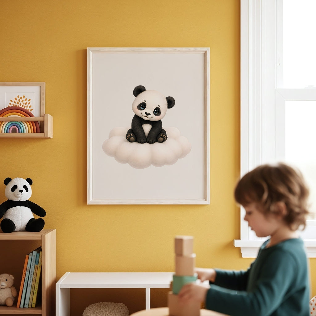Söt panda på moln poster poster