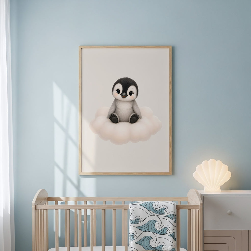Söt pingvin på moln poster poster