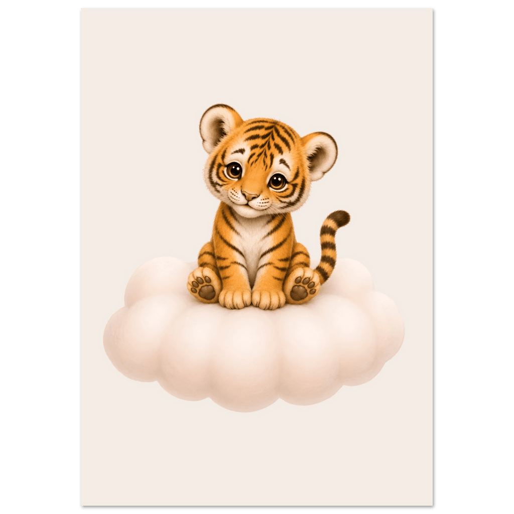 Söt tiger på moln poster poster