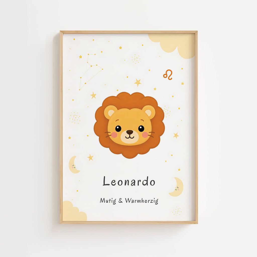 Sternzeichen Löwe mit Namen poster