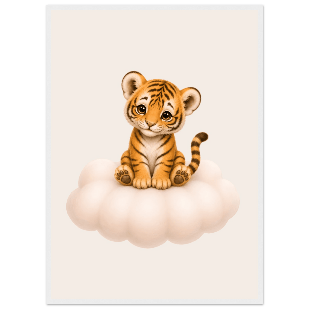 Tiger på moln med namn poster