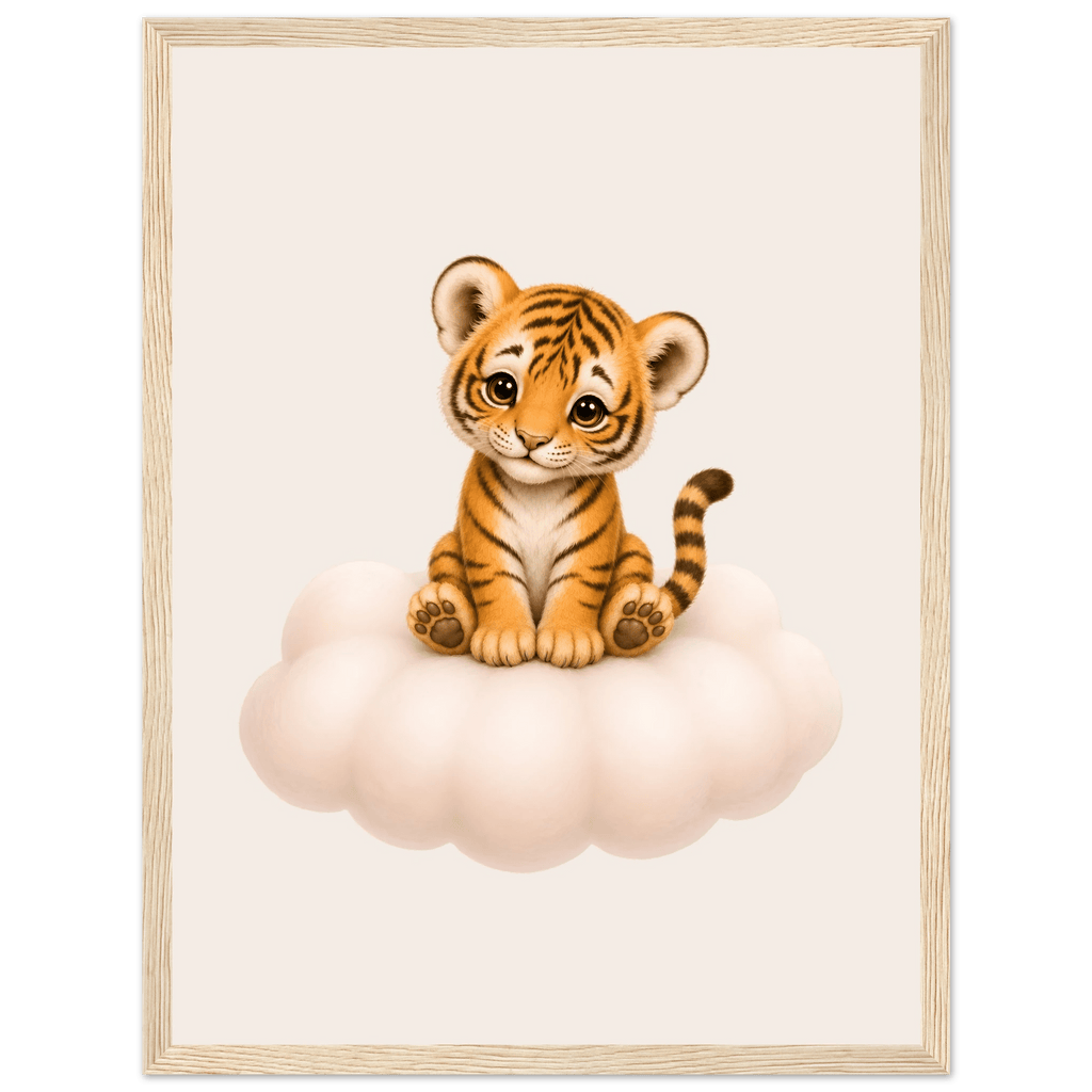 Tiger på moln med namn poster