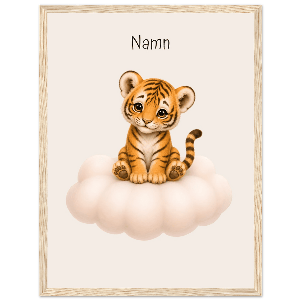 Tiger på moln med namn poster