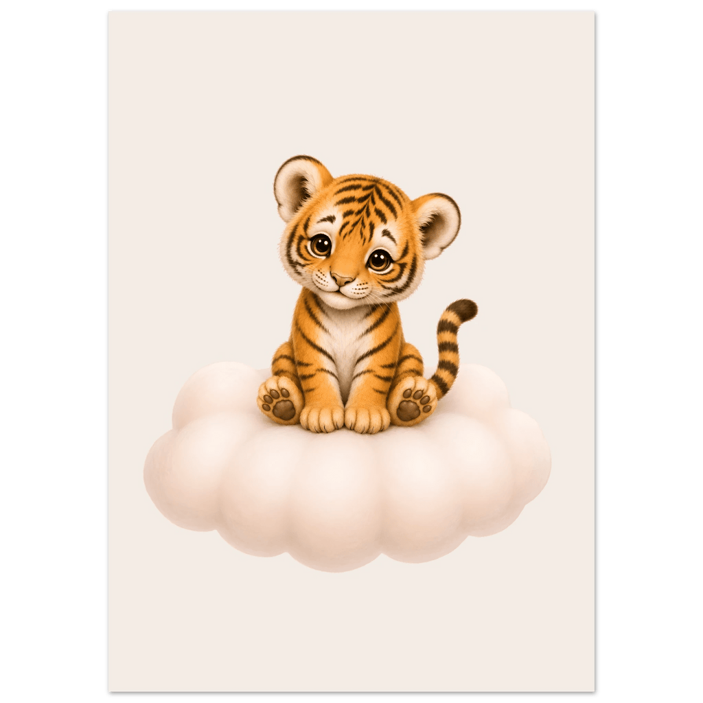 Tiger på moln med namn poster