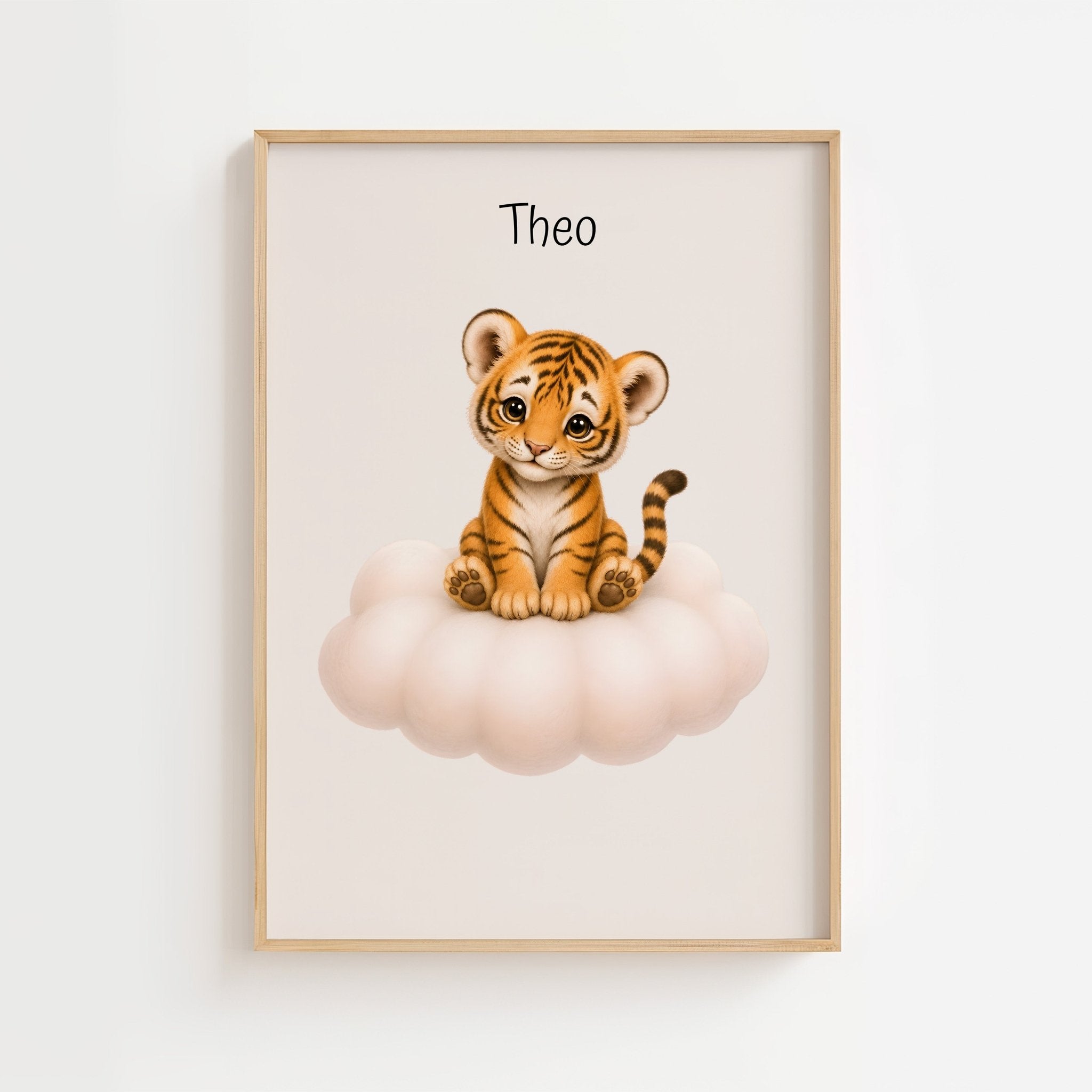Tiger på moln med namn poster