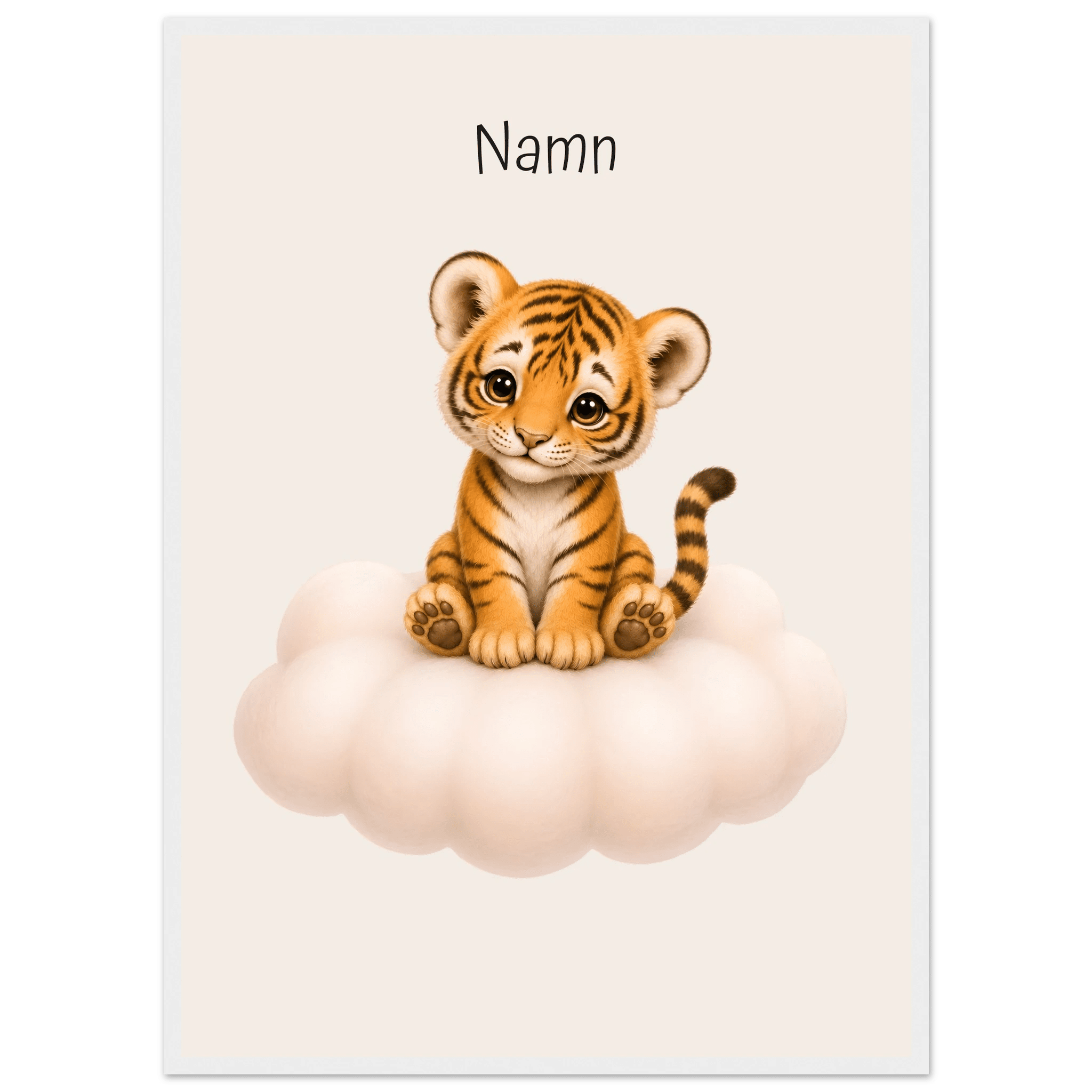 Tiger på moln med namn poster