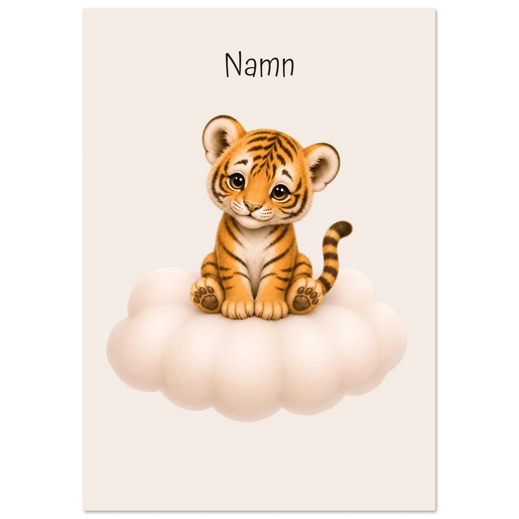 Tiger på moln med namn poster