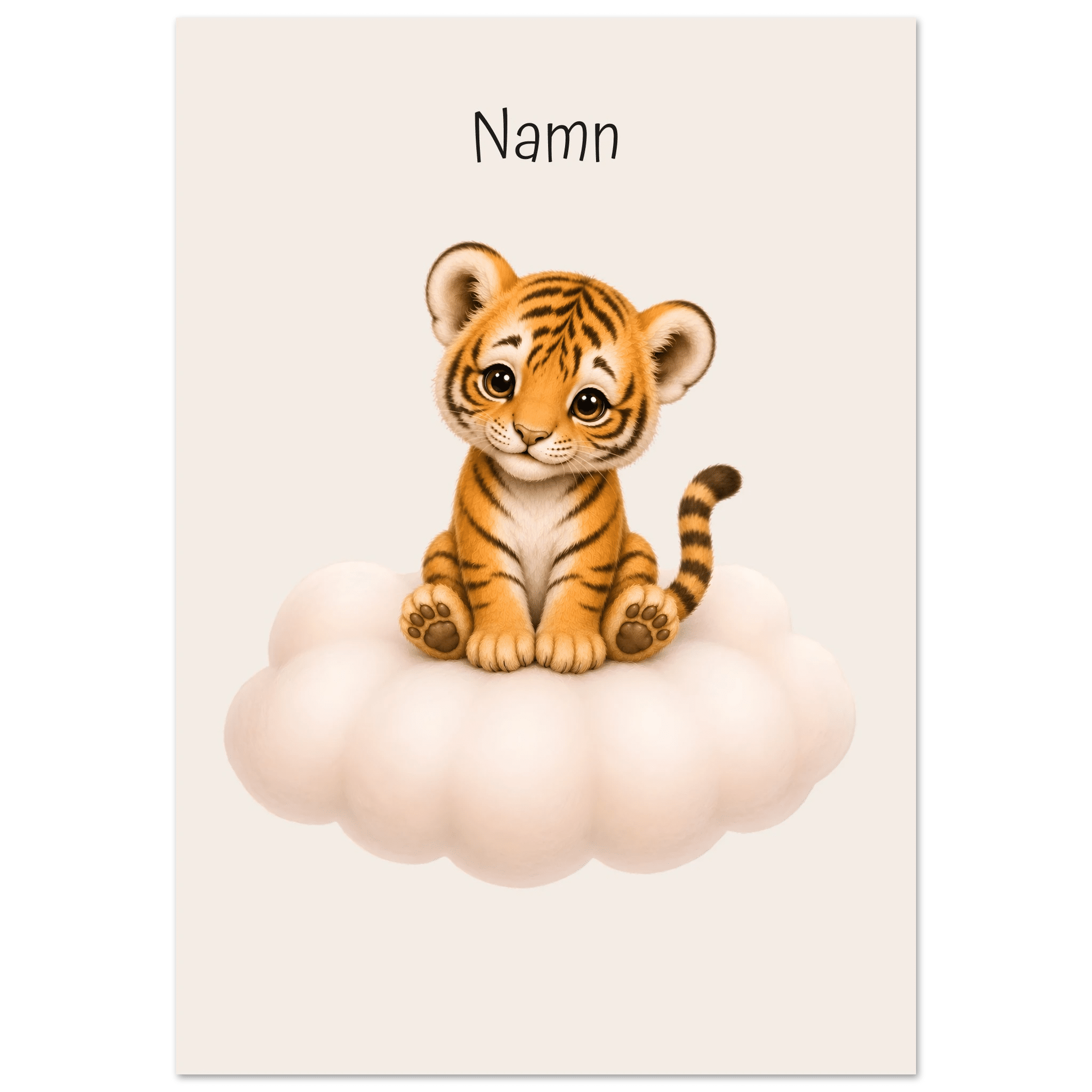 Tiger på moln med namn poster