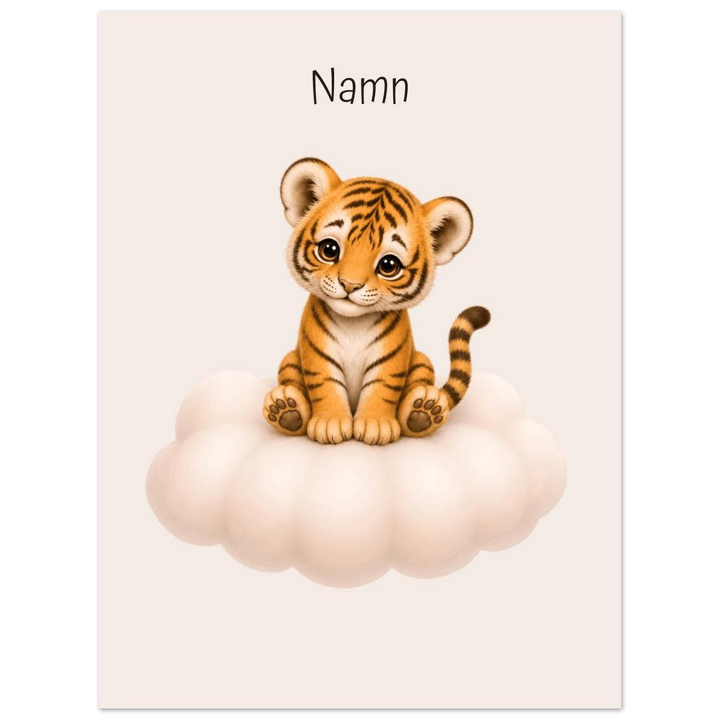 Tiger på moln med namn poster