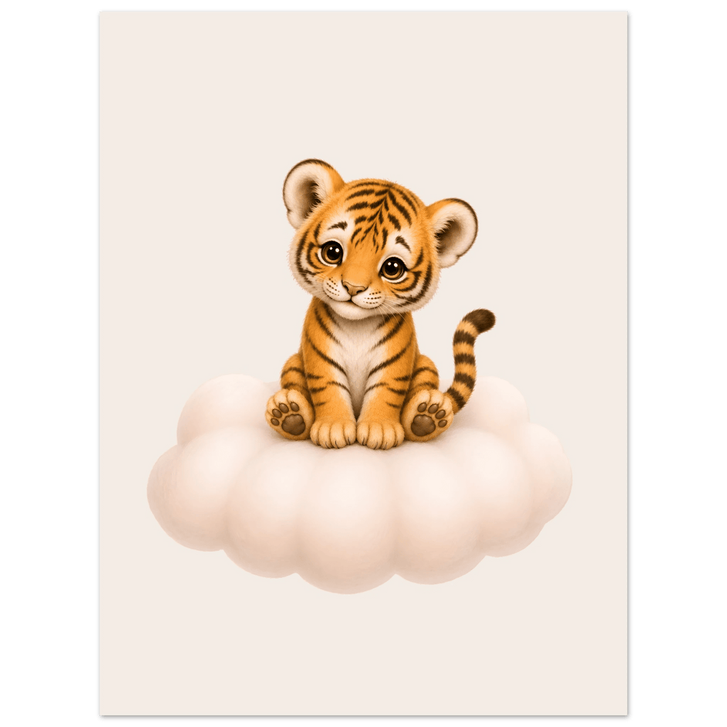 Tiger på moln med namn poster