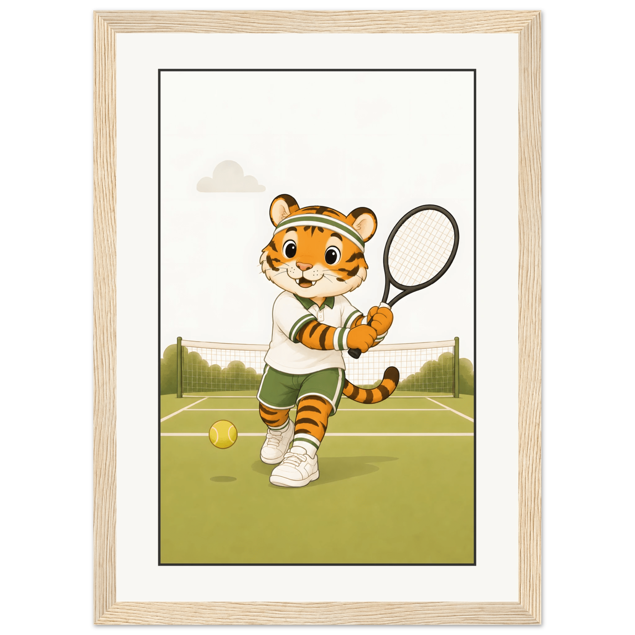 Tiger spelar tennis poster