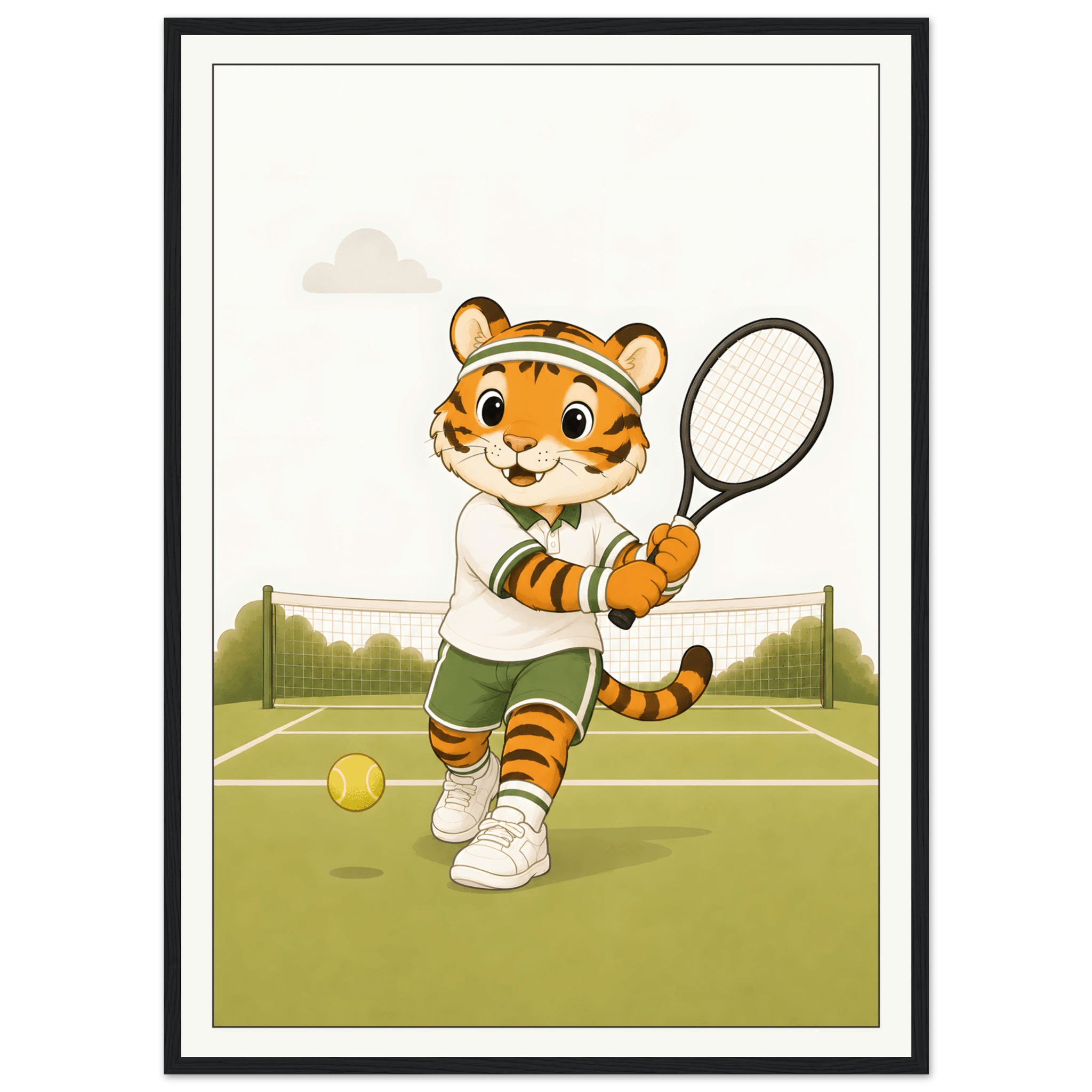 Tiger spelar tennis poster