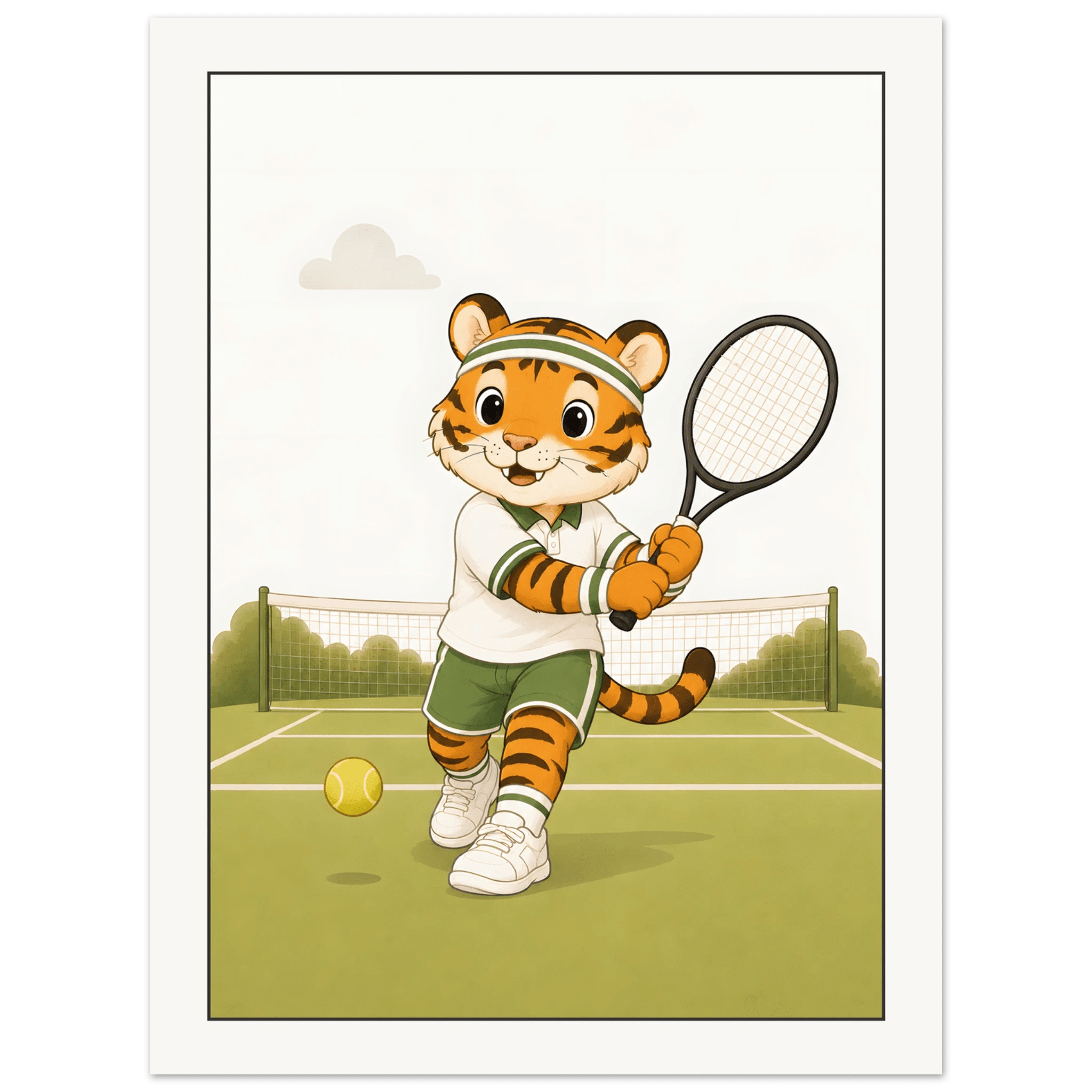 Tiger spelar tennis poster