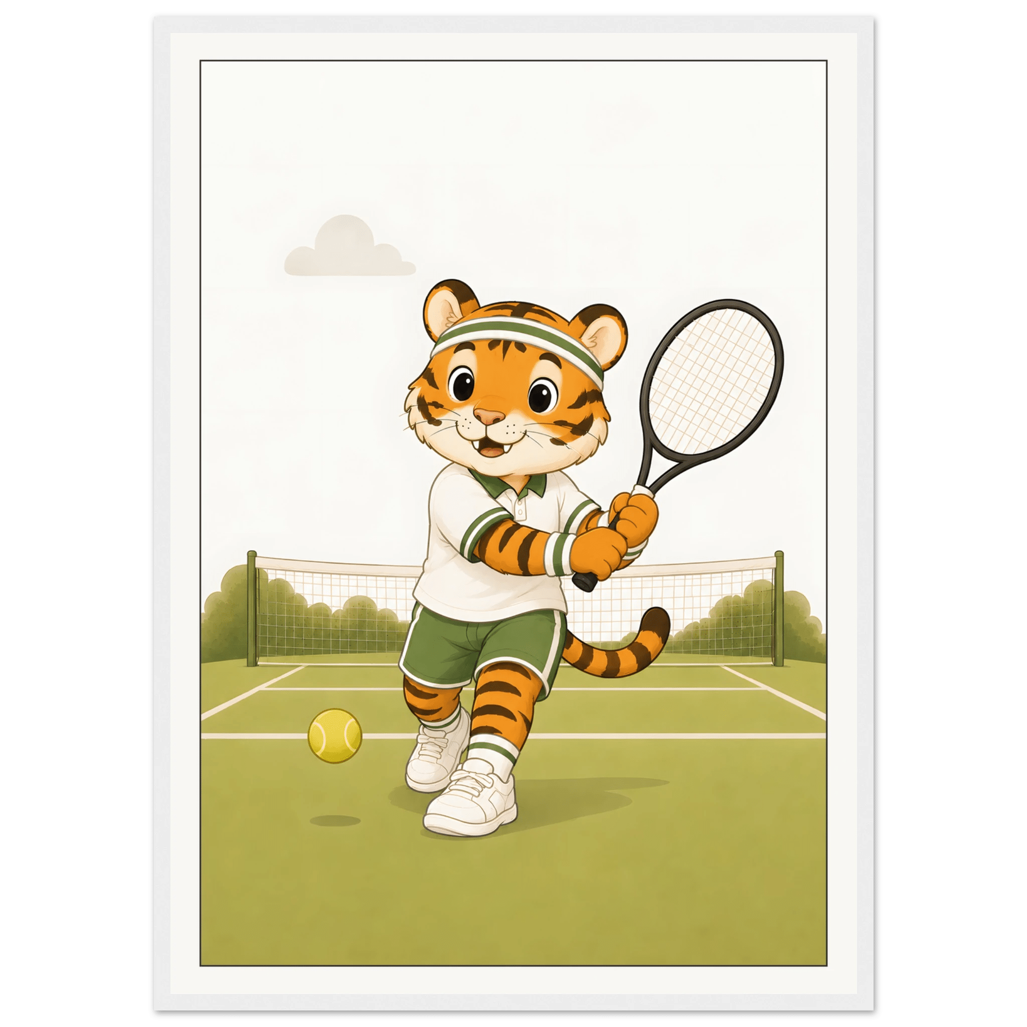 Tiger spelar tennis poster