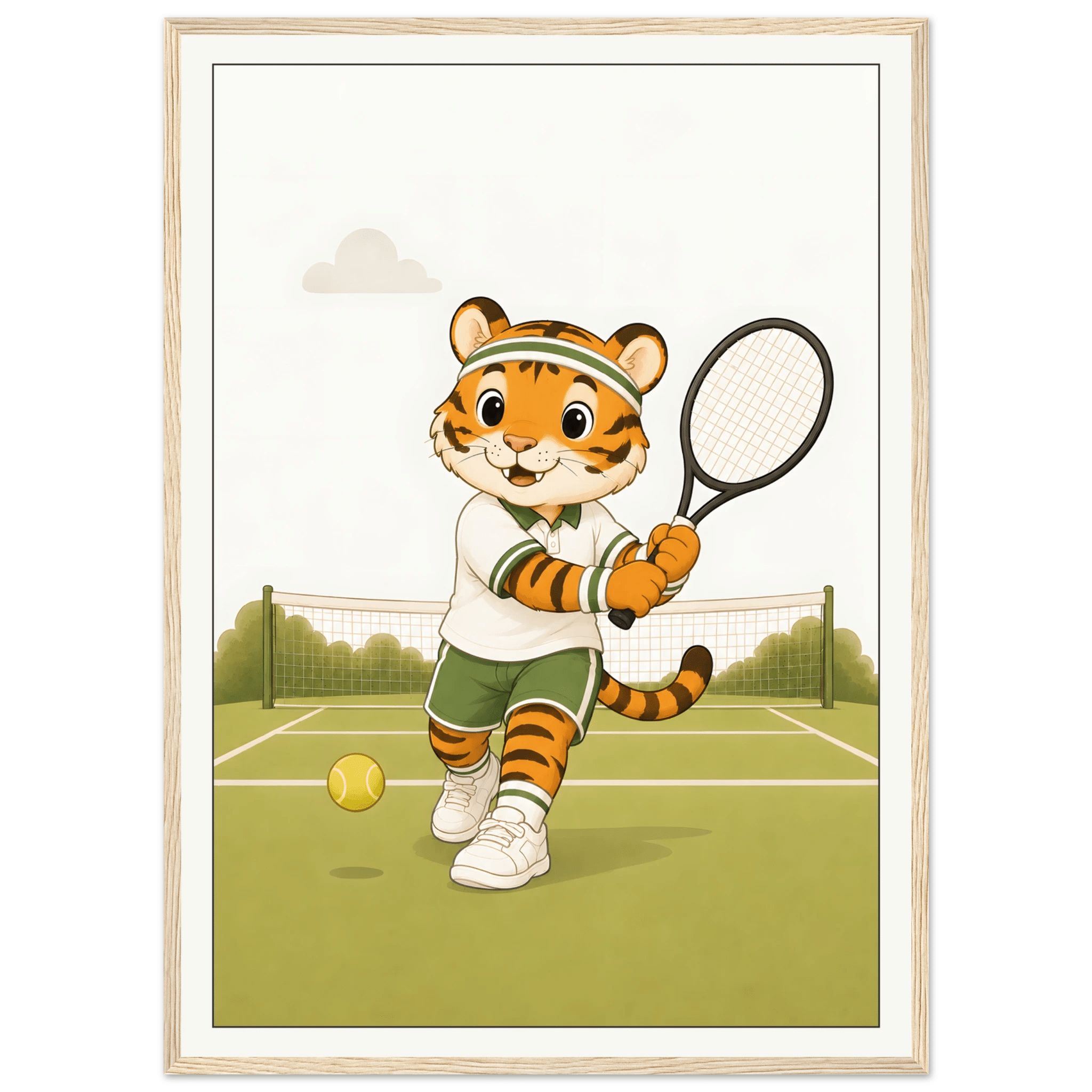 Tiger spelar tennis poster