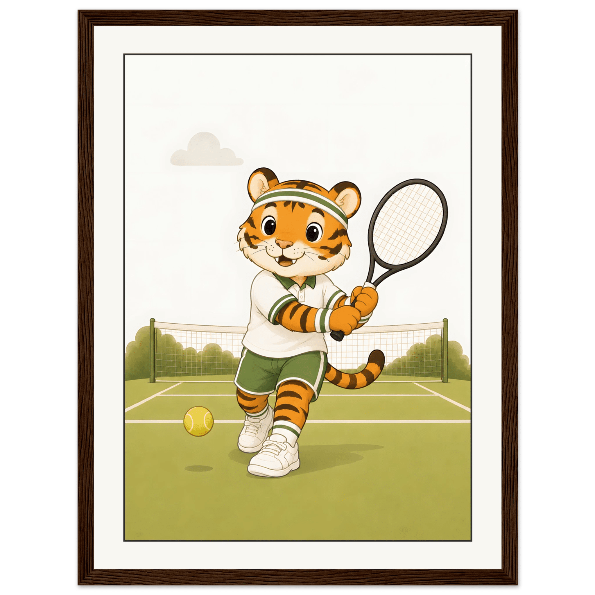 Tiger spelar tennis poster