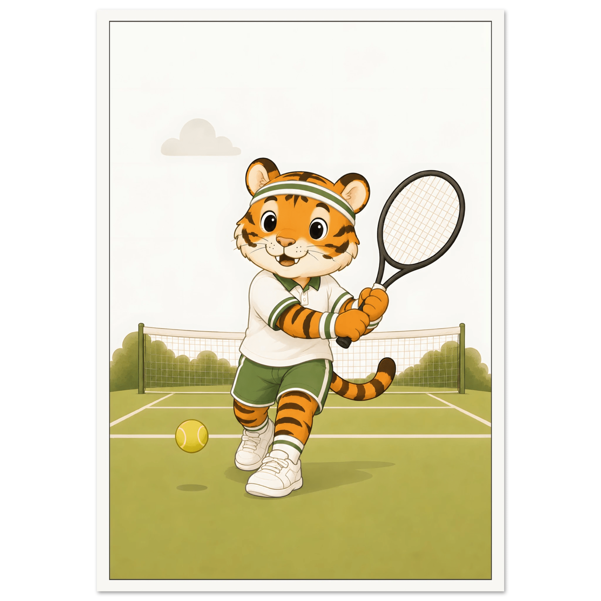 Tiger spelar tennis poster