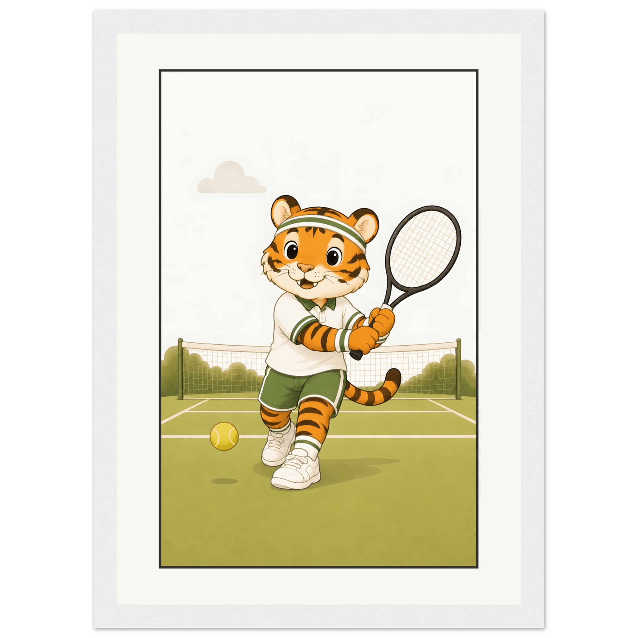 Tiger spelar tennis poster