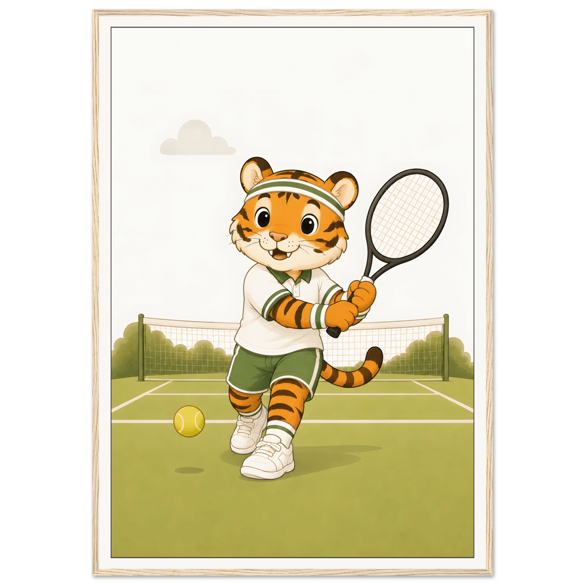 Tiger spelar tennis poster