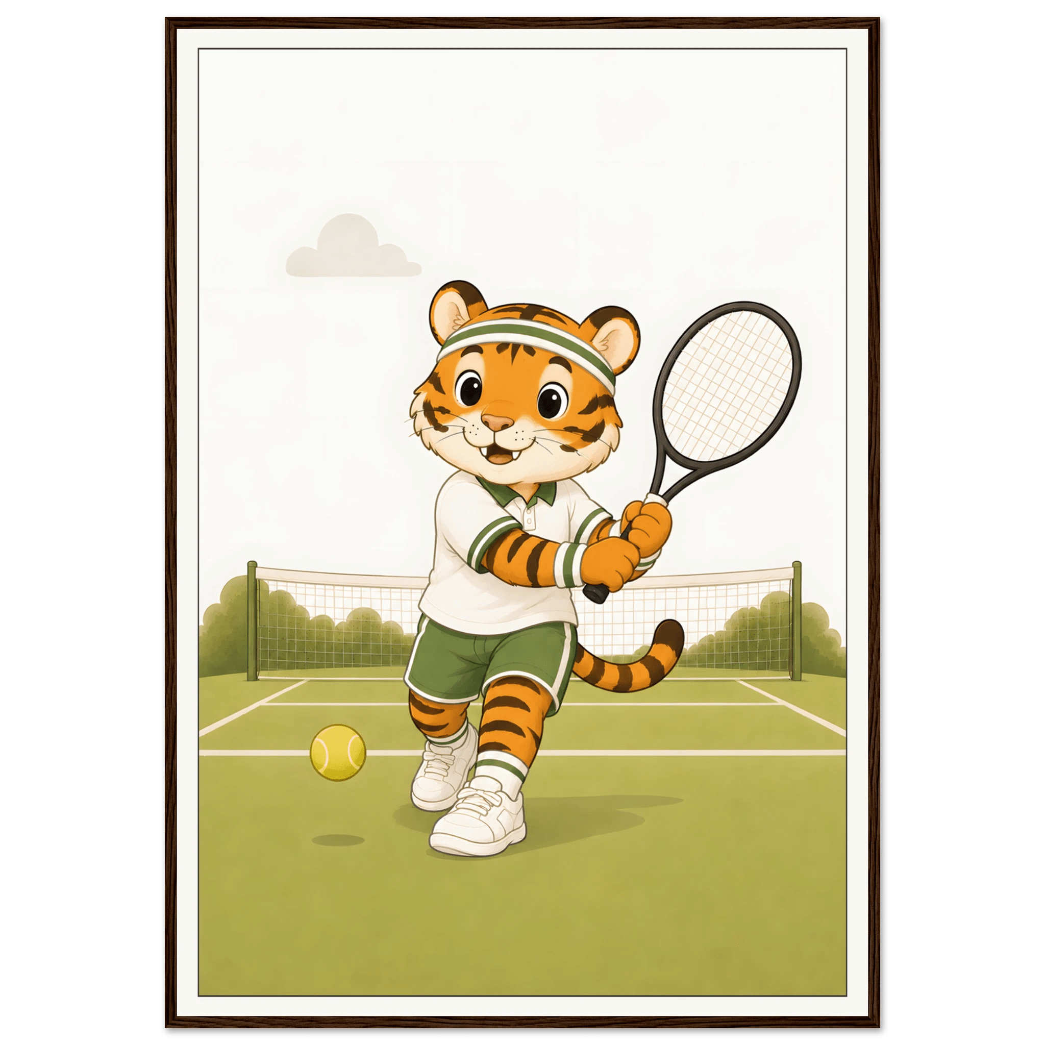 Tiger spelar tennis poster