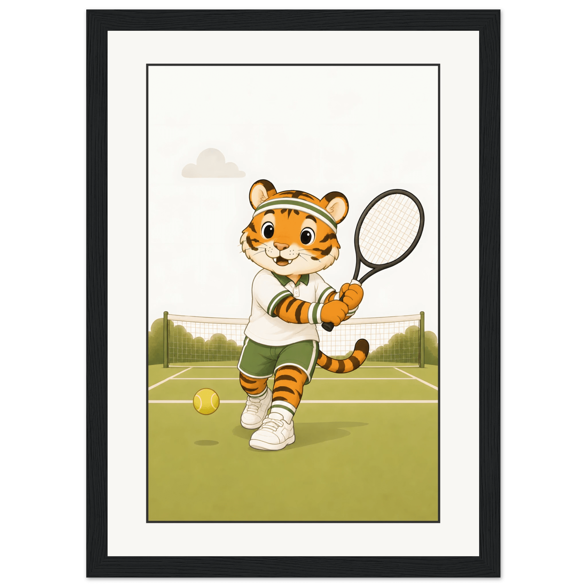 Tiger spelar tennis poster