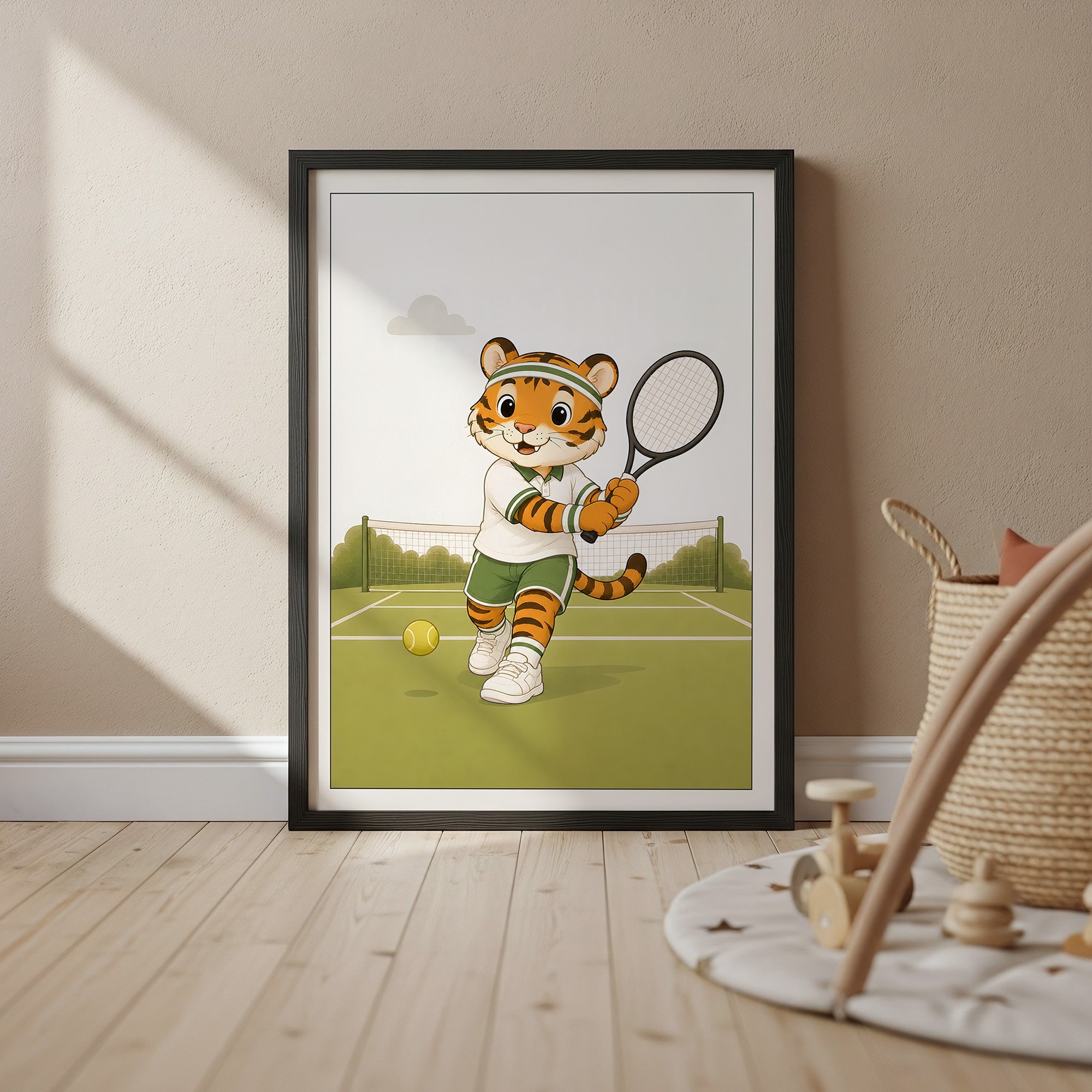 Tiger spelar tennis poster