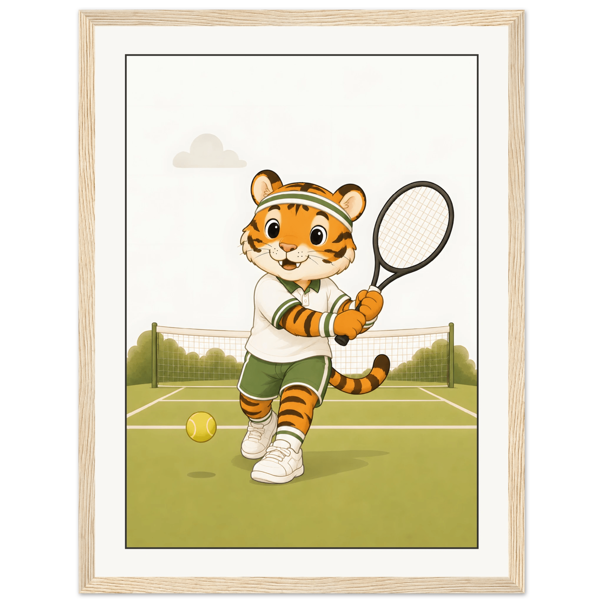 Tiger spelar tennis poster