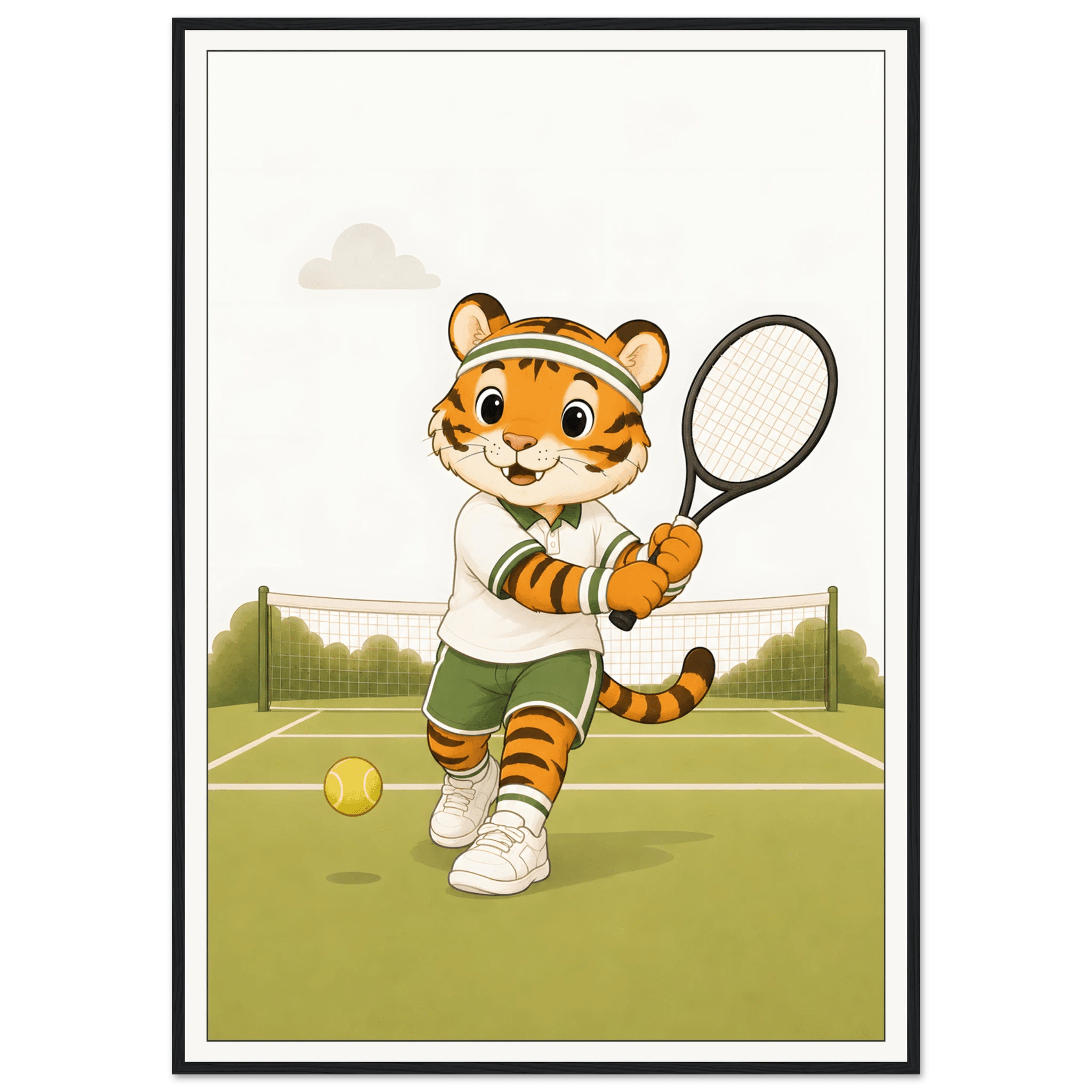 Tiger spelar tennis poster