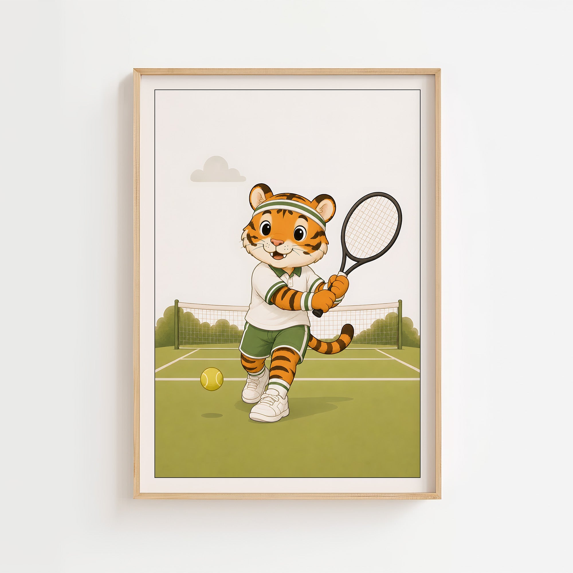 Tiger spelar tennis poster
