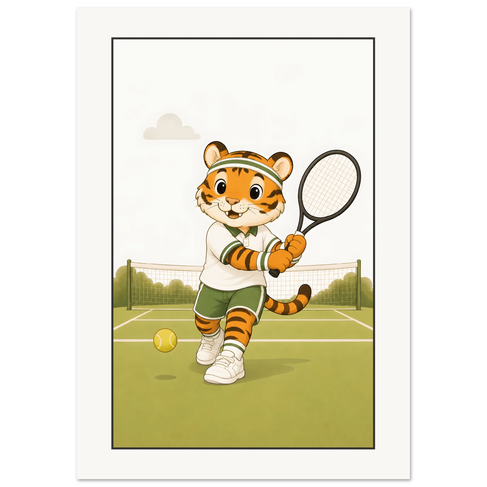 Tiger spelar tennis poster
