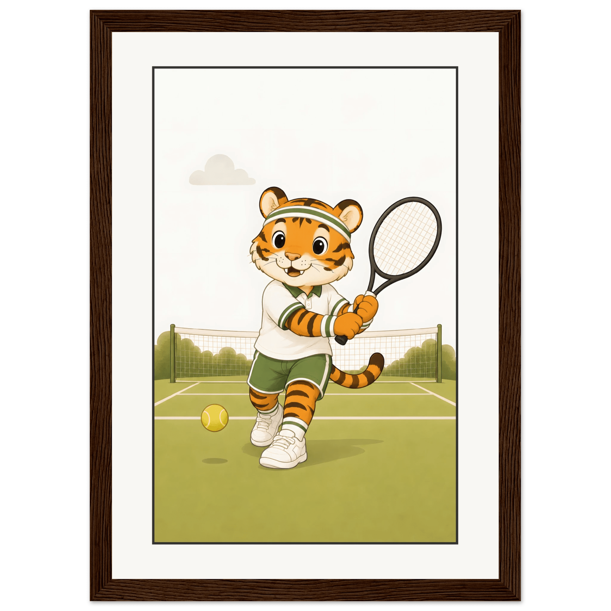 Tiger spelar tennis poster