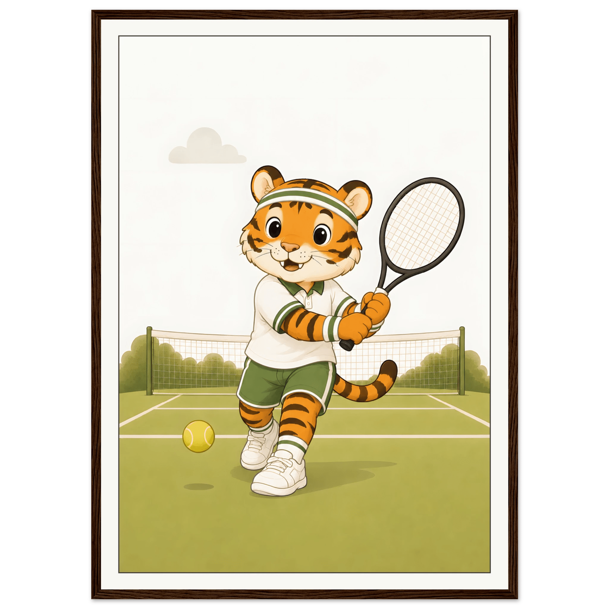 Tiger spelar tennis poster
