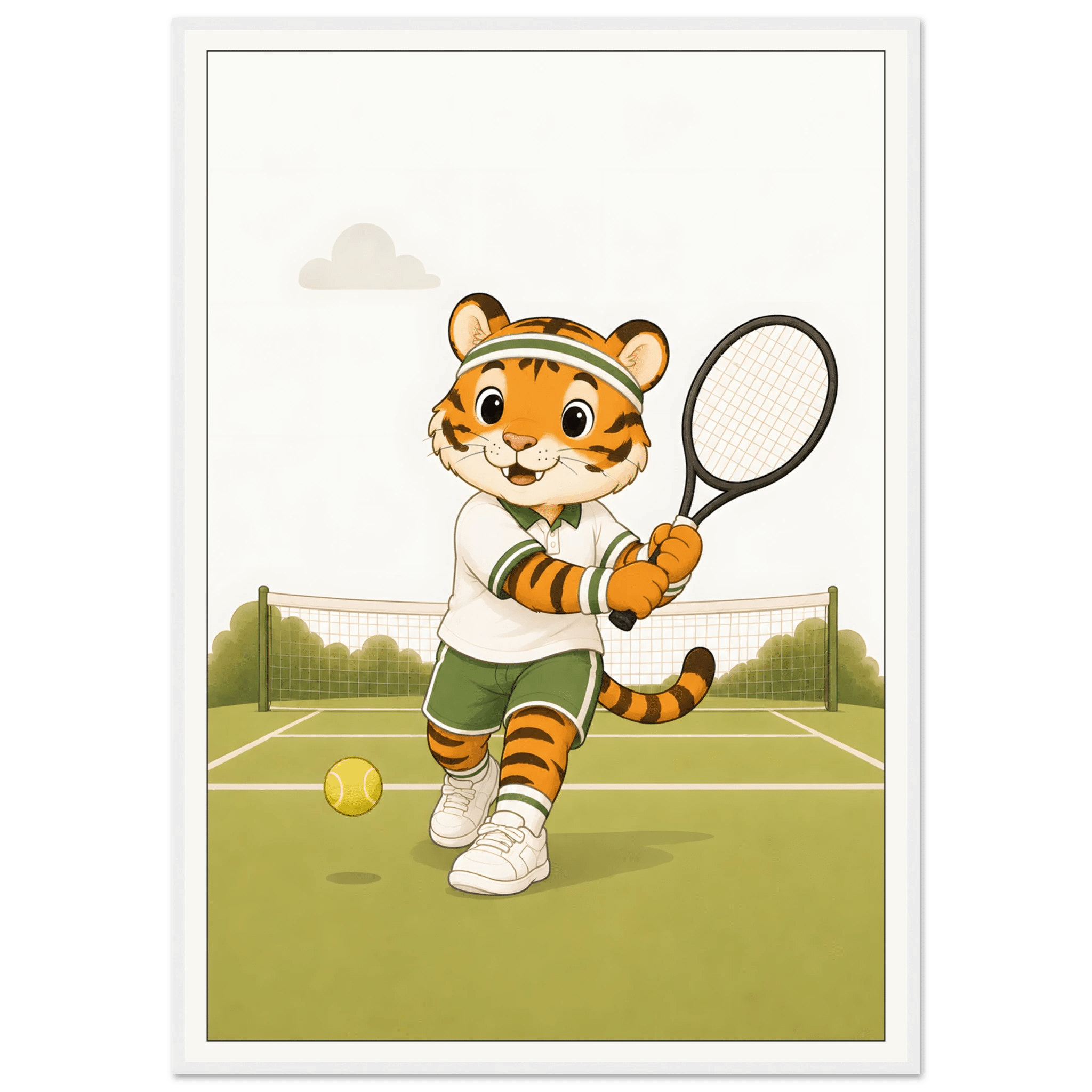 Tiger spelar tennis poster